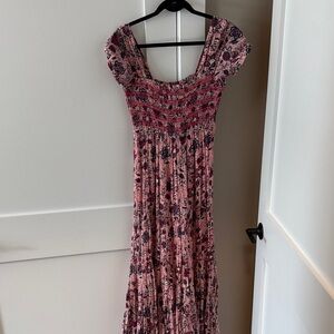 Free People Floral Maxi Dress in Pink and Black